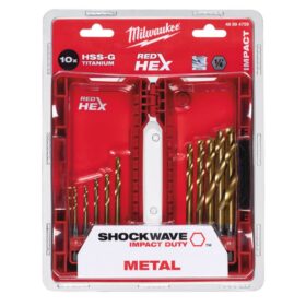 10 dalių metalo grąžtų rinkinys MILWAUKEE Shockwave HSS-G TIN