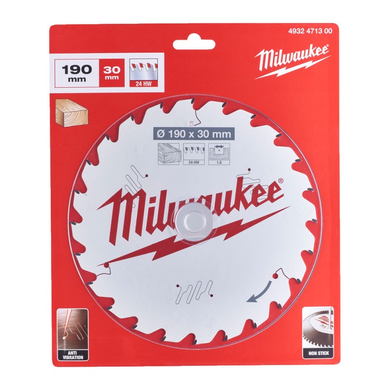 Medžio pjovimo diskas MILWAUKEE CSB P W 190x30x1,6 24ATB