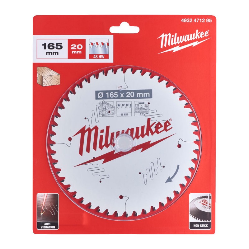 Medžio pjovimo diskas MILWAUKEE CSB P W 165x20x2,2 48ATB