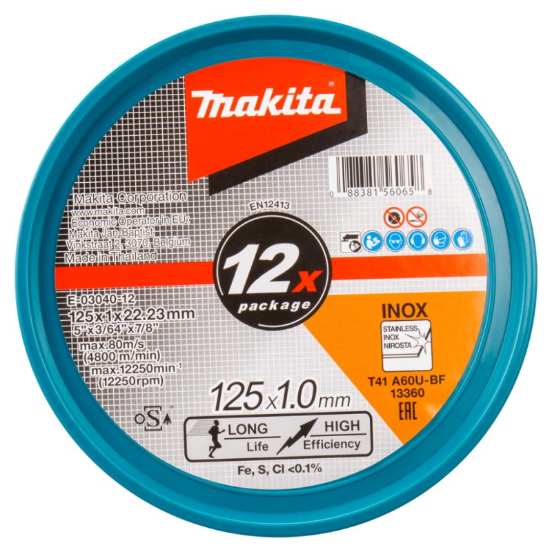 Pjovimo diskas metalui MAKITA A60U 125×1,0mm, 12vnt.